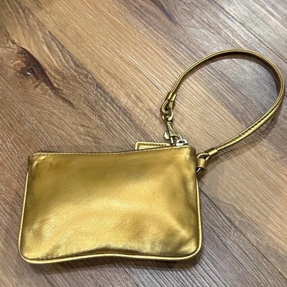 Coach Metallic Gold Leather Wristlet (With Hang Tag) - Picture 4 of 8